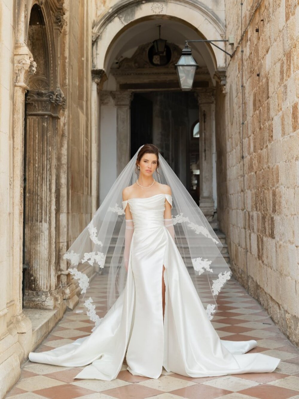 Anne Barge Tucker Wedding Dress with Overskirt